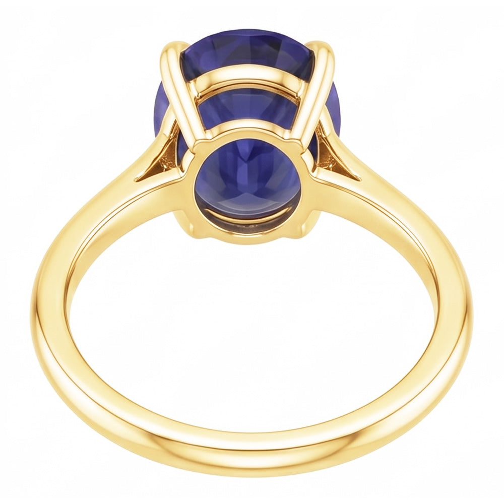 Solitärring Gelbgold Oval Sri Lanka Saphir 3,50 Karat