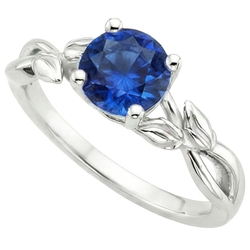 Solitärring Natürlicher blauer Saphir Split Shank Leaf Style 2 Karat