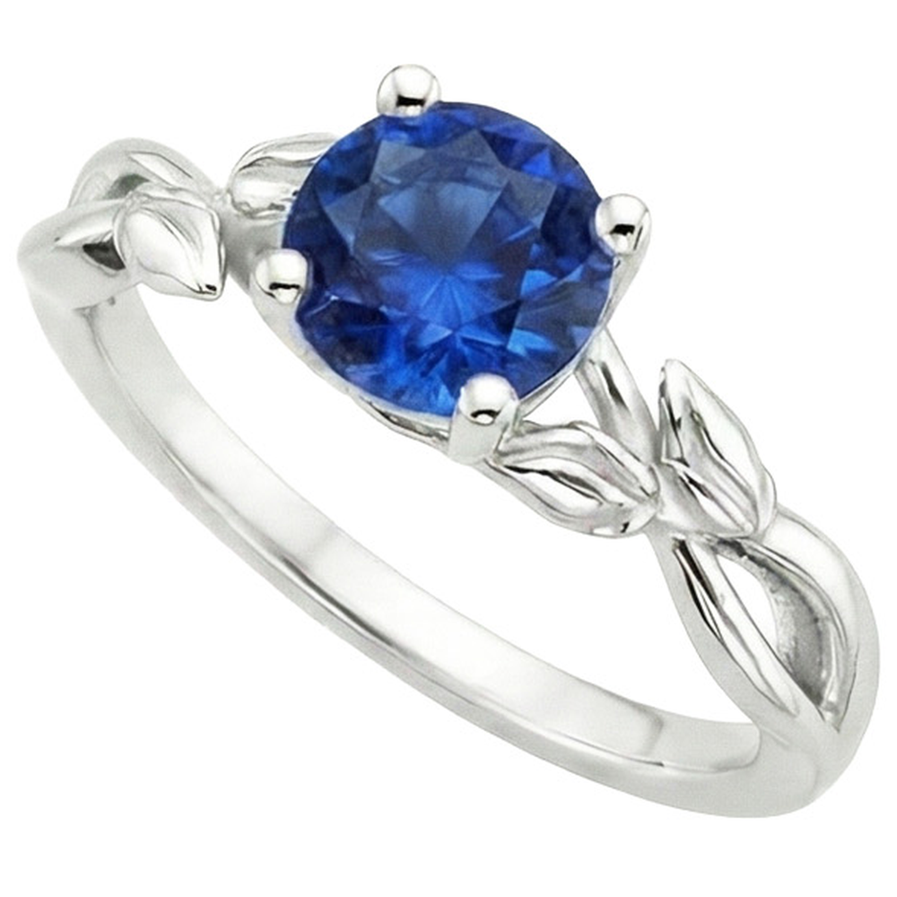 Solitärring Natürlicher blauer Saphir Split Shank Leaf Style 2 Karat
