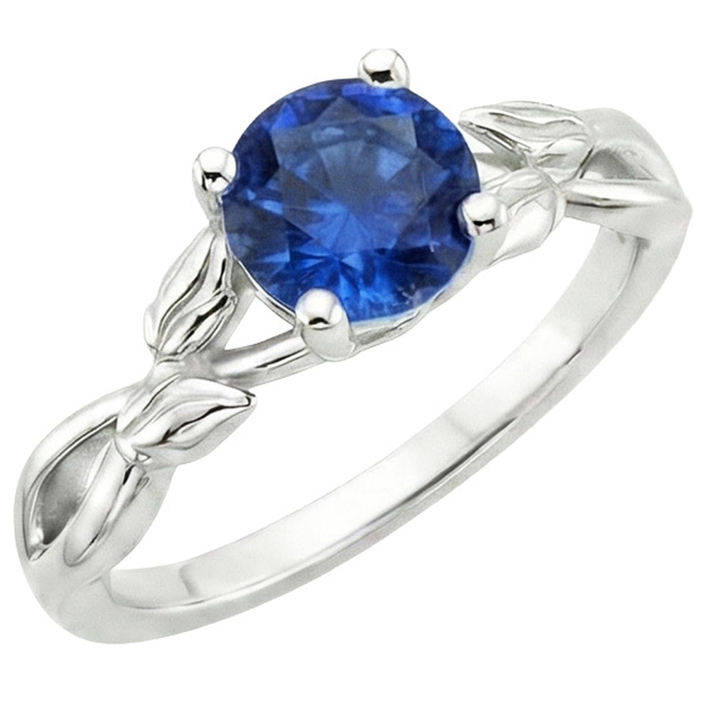 Solitärring Natürlicher blauer Saphir Split Shank Leaf Style 2 Karat