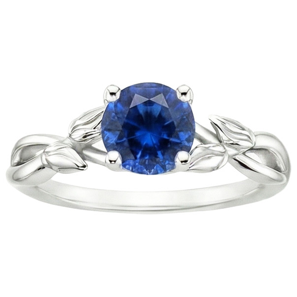 Solitärring Natürlicher blauer Saphir Split Shank Leaf Style 2 Karat