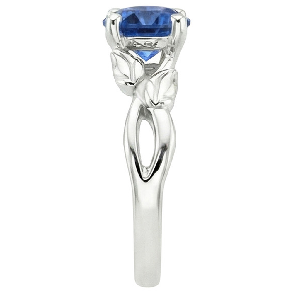 Solitärring Natürlicher blauer Saphir Split Shank Leaf Style 2 Karat
