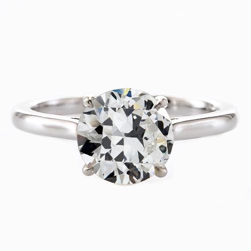 Solitärring Old Cut Runden Natürlich Diamant 14K Weißgold Schmuck 2 Karat