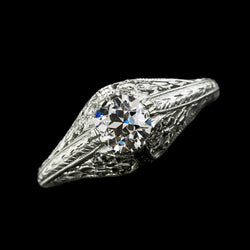 Solitärring Old Cut Runder Echt Diamant Antik-Stil 1,50 Karat Milgrain