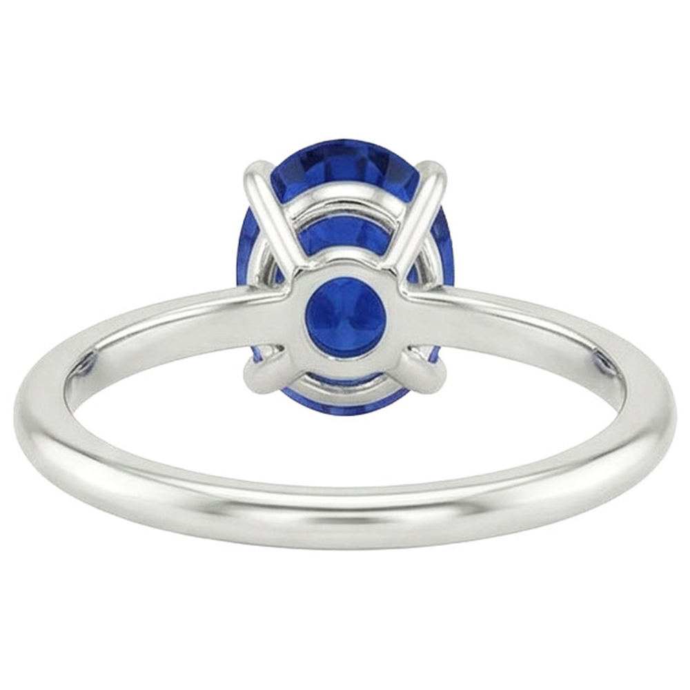 Solitärring Oval Cut Ceylon Saphir 2,50 Karat Zinken-Set