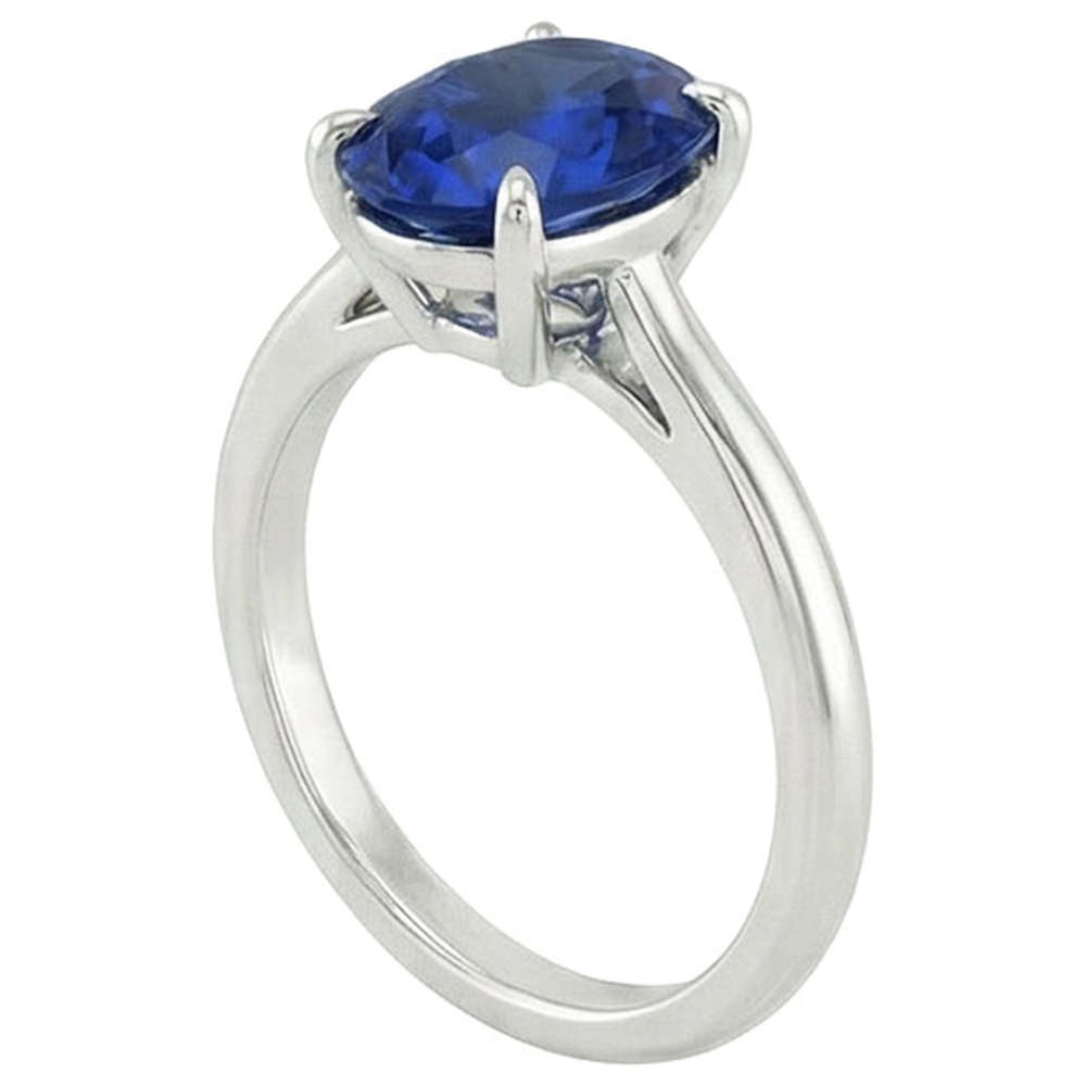 Solitärring Oval Cut Ceylon Saphir 2,50 Karat Zinken-Set