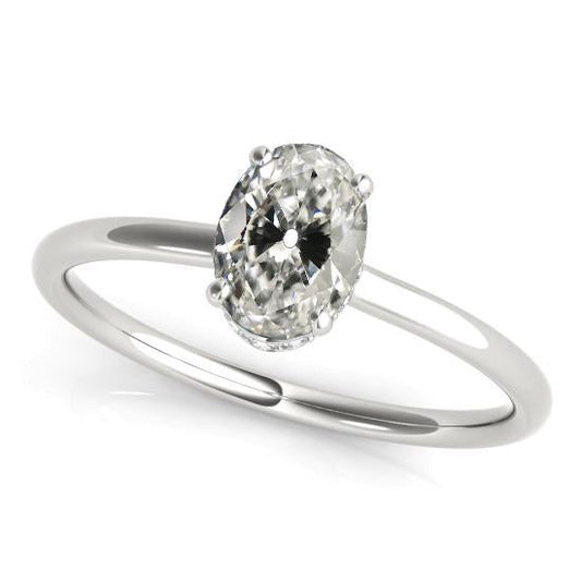 Solitärring Oval alter Bergmann Echt Diamant Krappen Set Weißgold 3 Karat