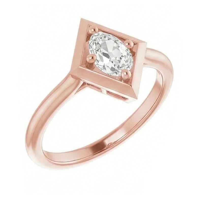 Solitärring Ovaler alter europäischer Echt Natürlicher Diamant ( nicht im Labor gezüchtet ) im Drachenstil 1.55 Karat