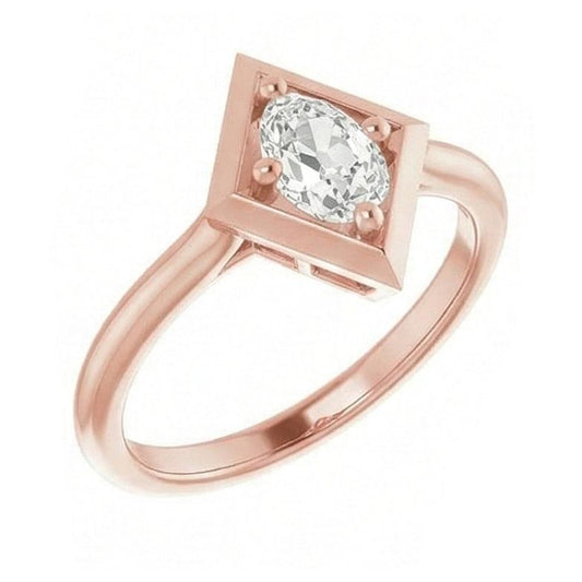 Solitärring Ovaler alter europäischer Echt Natürlicher Diamant ( nicht im Labor gezüchtet ) im Drachenstil 1.55 Karat