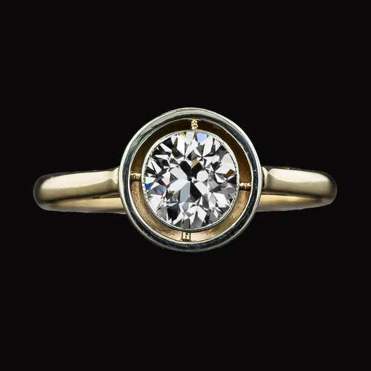 Solitärring Rund alter Bergmann Echt Diamant Gold 14K Schmuck 2 Karat