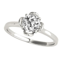 Solitärring Rund alter Bergmann Echt Diamant Krappen Floral Style 1.50 Karat