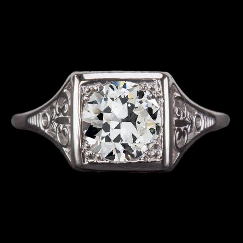Solitärring Rund alter Bergmann Echt Diamant Vintage Style 2 Karat