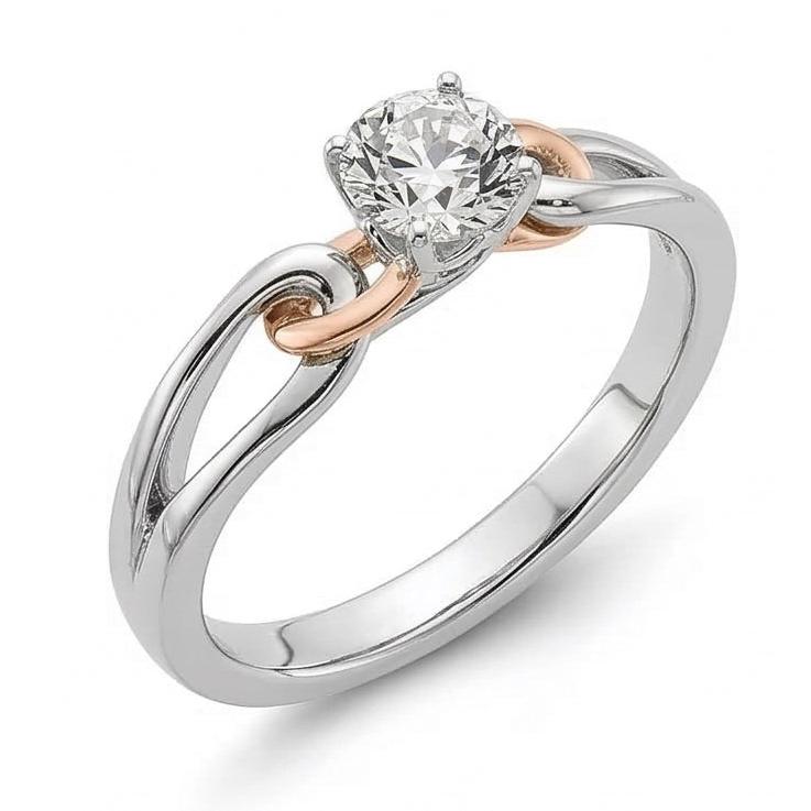 Solitärring Rund alter Bergmann Echt Natürlicher Diamant ( nicht im Labor gezüchtet ) Split Shank Zweifarbiges 1 Karat