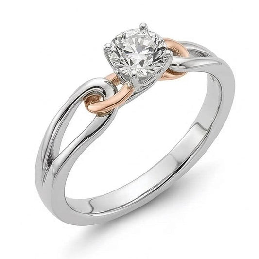 Solitärring Rund alter Bergmann Echt Natürlicher Diamant ( nicht im Labor gezüchtet ) Split Shank Zweifarbiges 1 Karat