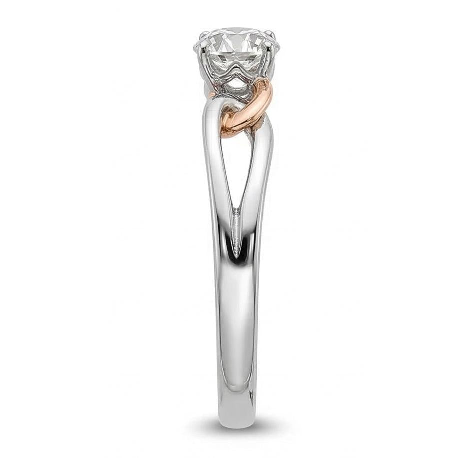 Solitärring Rund alter Bergmann Echt Natürlicher Diamant ( nicht im Labor gezüchtet ) Split Shank Zweifarbiges 1 Karat