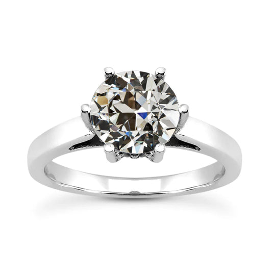 Solitärring Runder Altschliff Echt Diamant 6 Krappen Set Schmuck 2.50 Karat