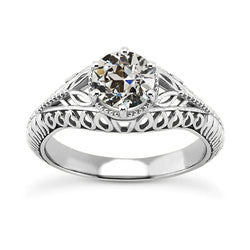Solitärring Runder Altschliff Echt Aus der Erde Abgebauter Natürlicher Diamant Vintage Style 1.50 Karat