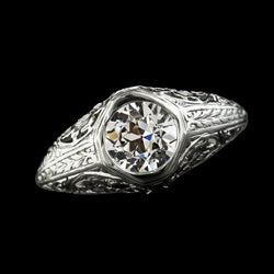 Solitärring Vintage Stil Runder Echt Aus der Erde Abgebauter Natürlicher Diamant Alte Europäische Lünette Set 2 Karat