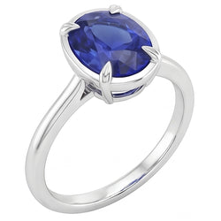 Solitärring Weißgold Oval Sri Lanka Saphir 2 Karat
