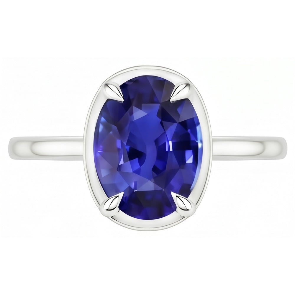 Solitärring Weißgold Oval Sri Lanka Saphir 2 Karat