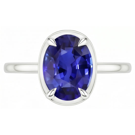 Solitärring Weißgold Oval Sri Lanka Saphir 2 Karat