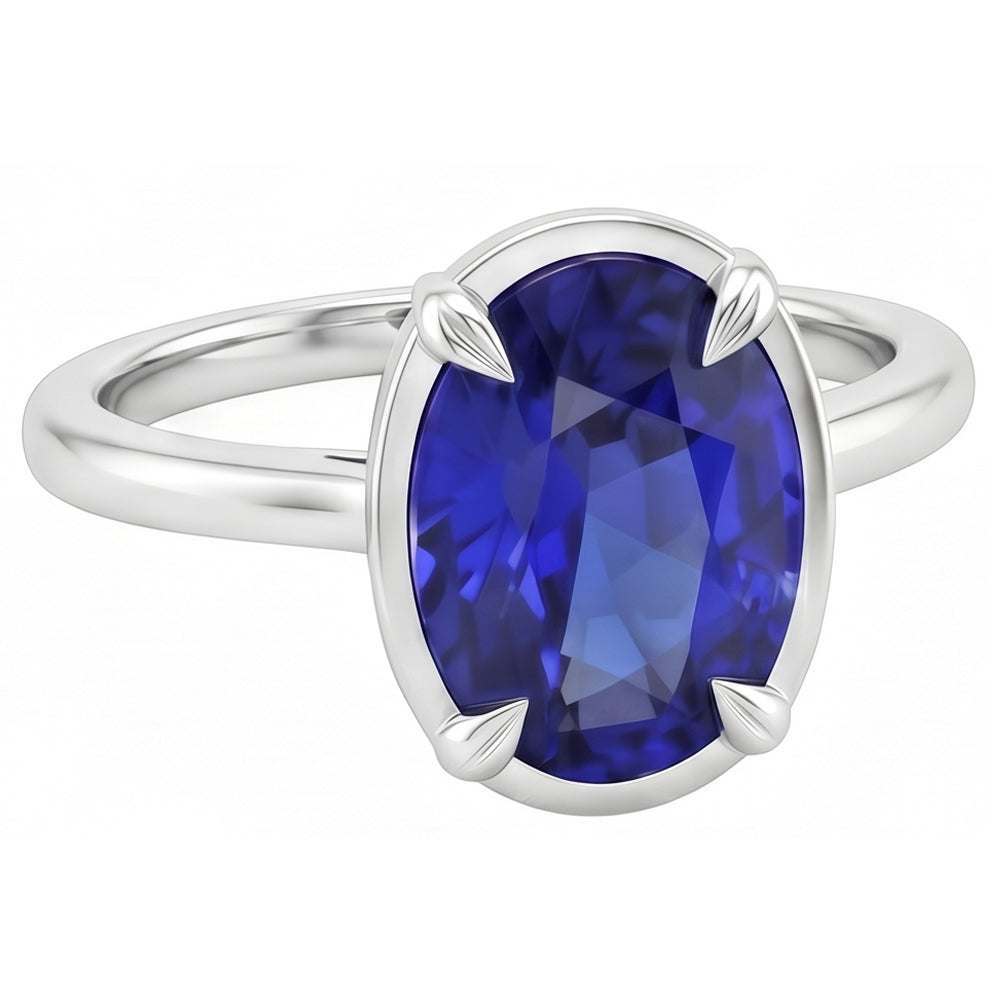 Solitärring Weißgold Oval Sri Lanka Saphir 2 Karat