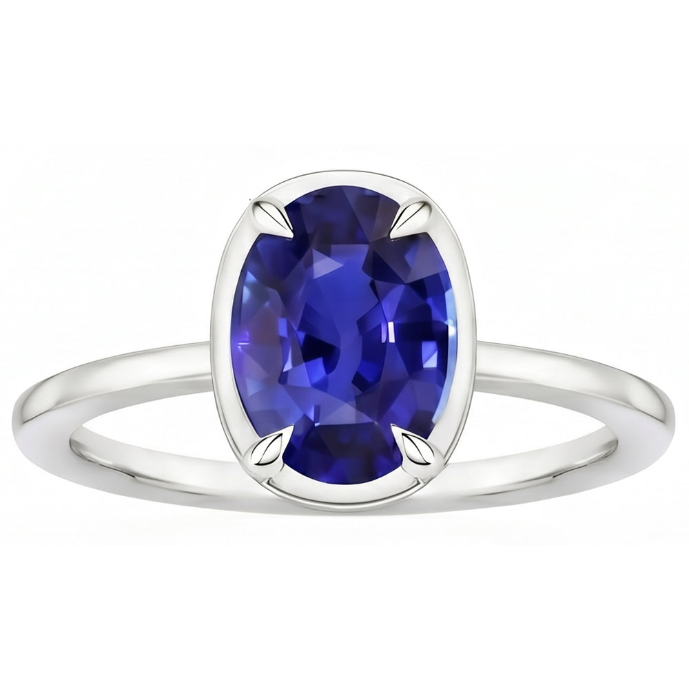 Solitärring Weißgold Oval Sri Lanka Saphir 2 Karat