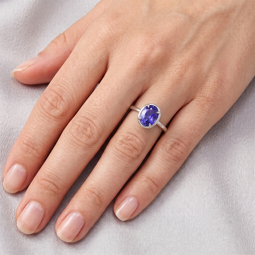 Solitärring Weißgold Oval Sri Lanka Saphir 2 Karat