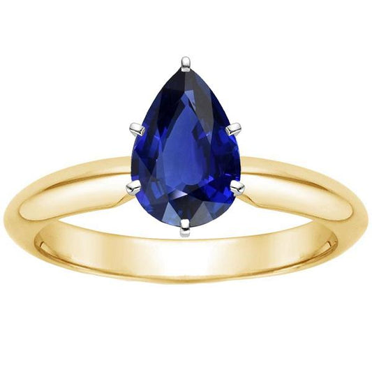 Solitärring Two Tone Birne Ceylon Saphir 3 Karat - harrychadent.de