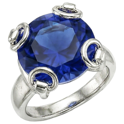 Solitärring aus Ceylon-Saphir im Rundschliff 7.01 ct. Weißgold 14K