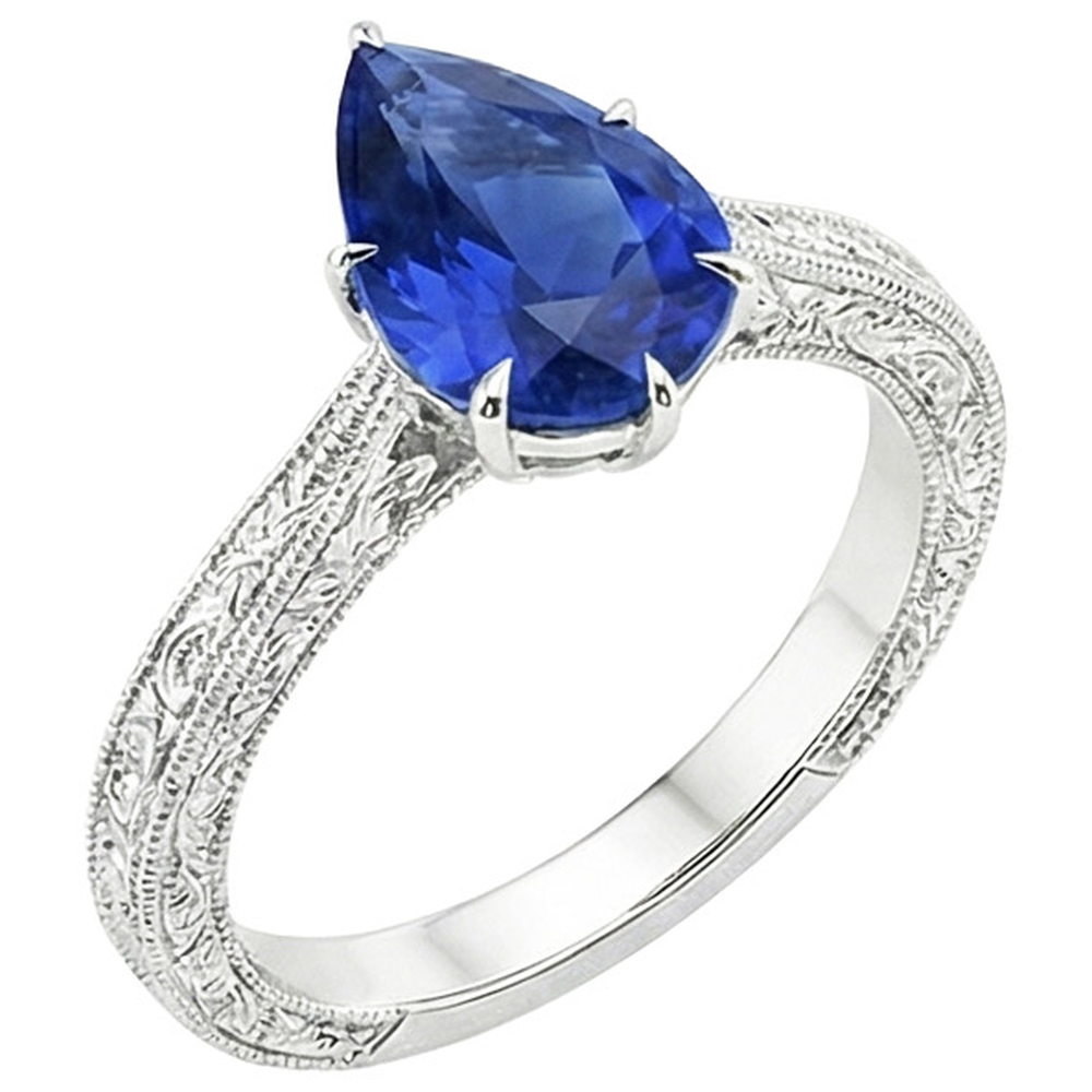 echter pear diamant 2Karat ring Seitenansicht