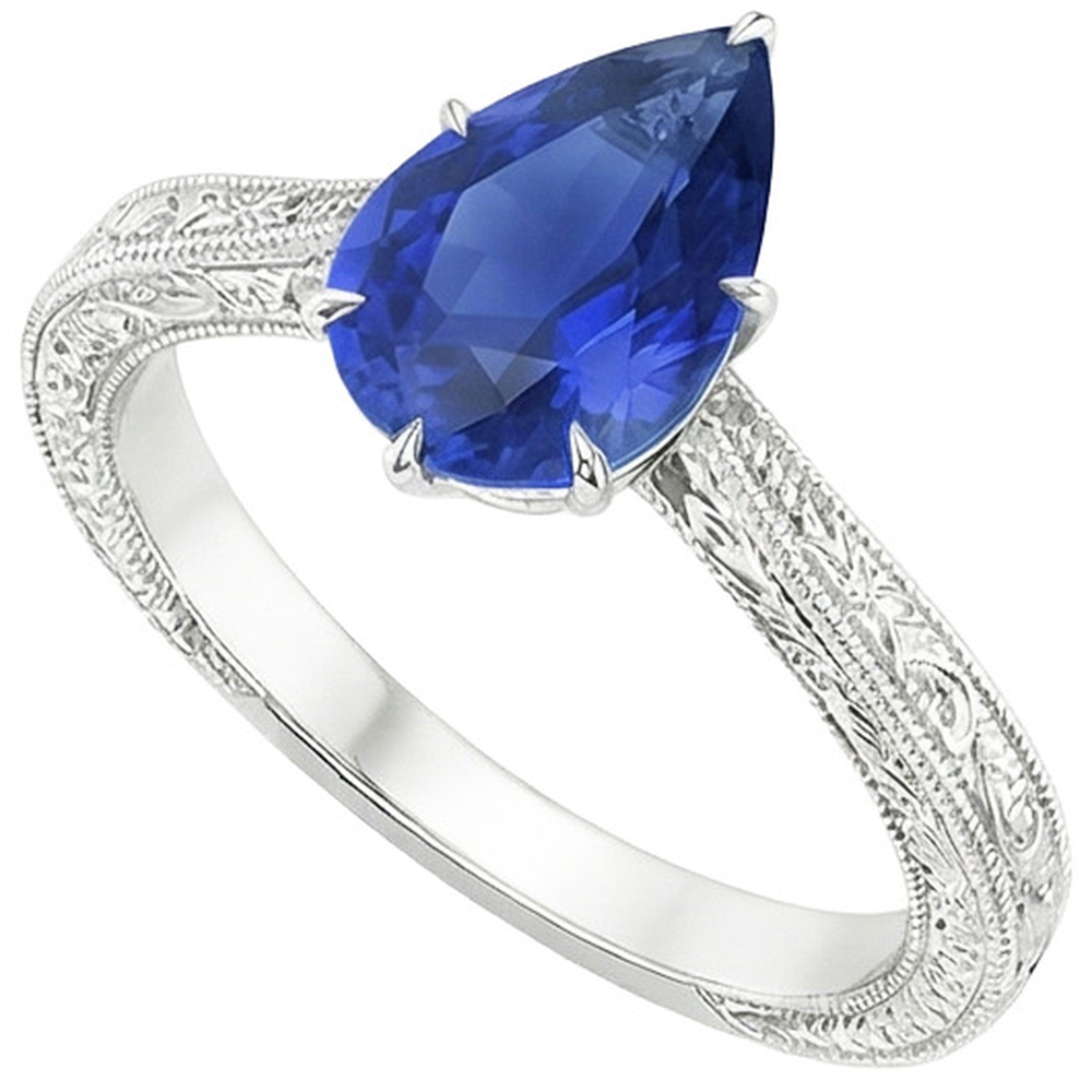 echter pear diamant 2Karat ring Detailansicht