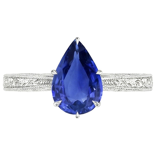 echter pear diamant 2Karat ring Profilansicht