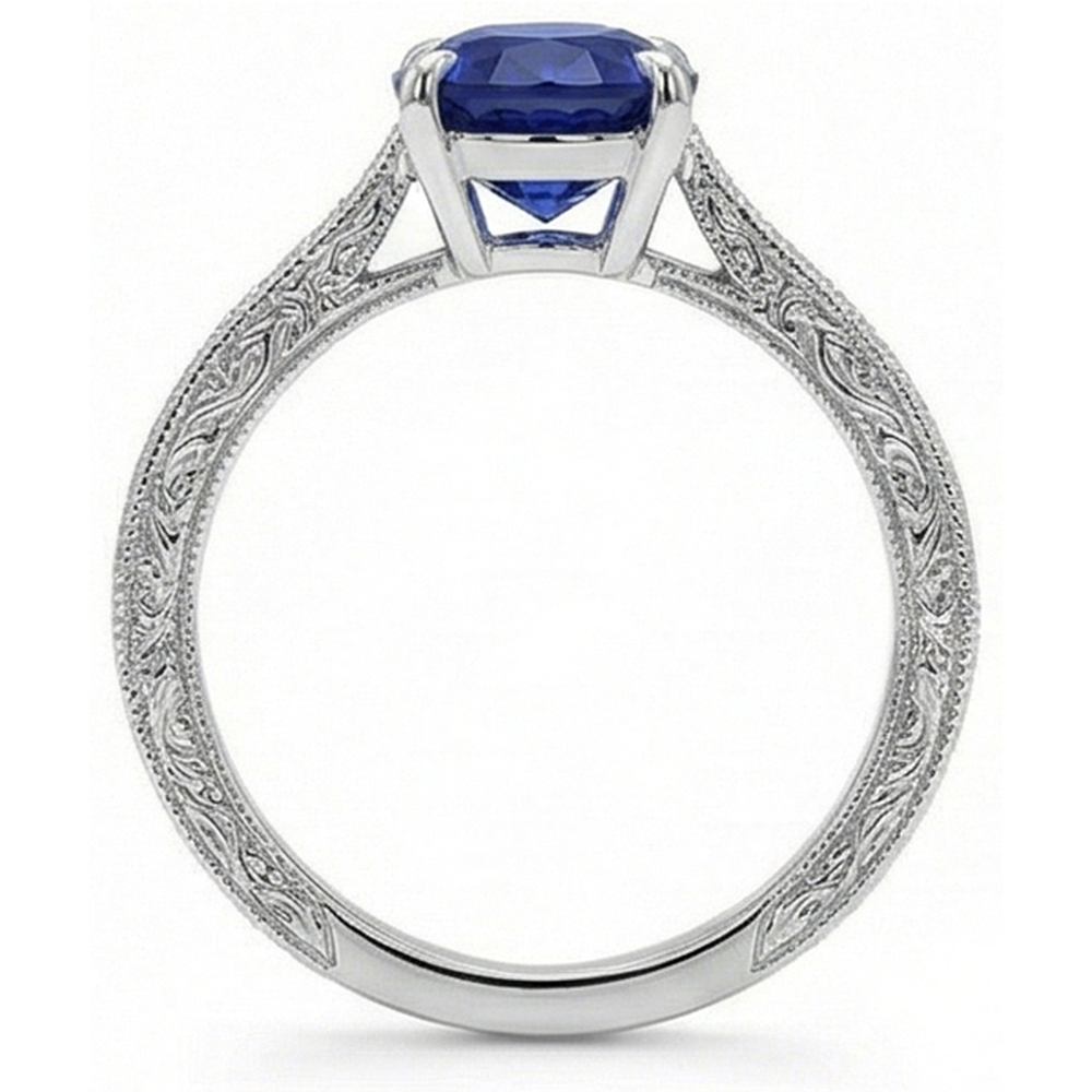 Solitärring in blauer Saphirfarbe