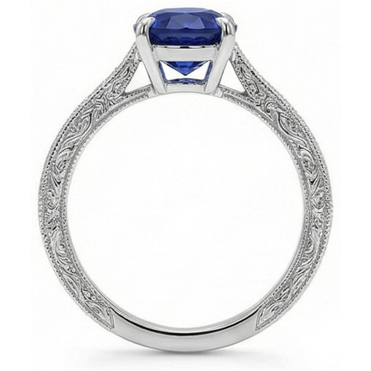 Solitärring in blauer Saphirfarbe