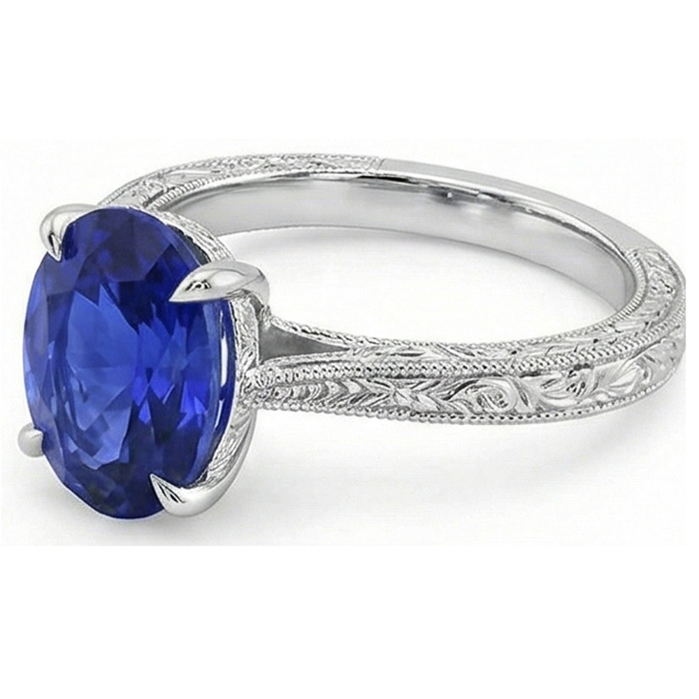 Solitärring in blauer Saphirfarbe