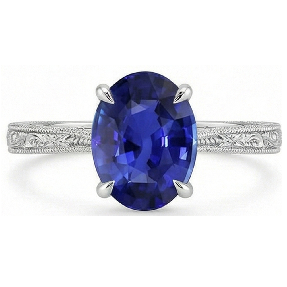 Solitärring in blauer Saphirfarbe