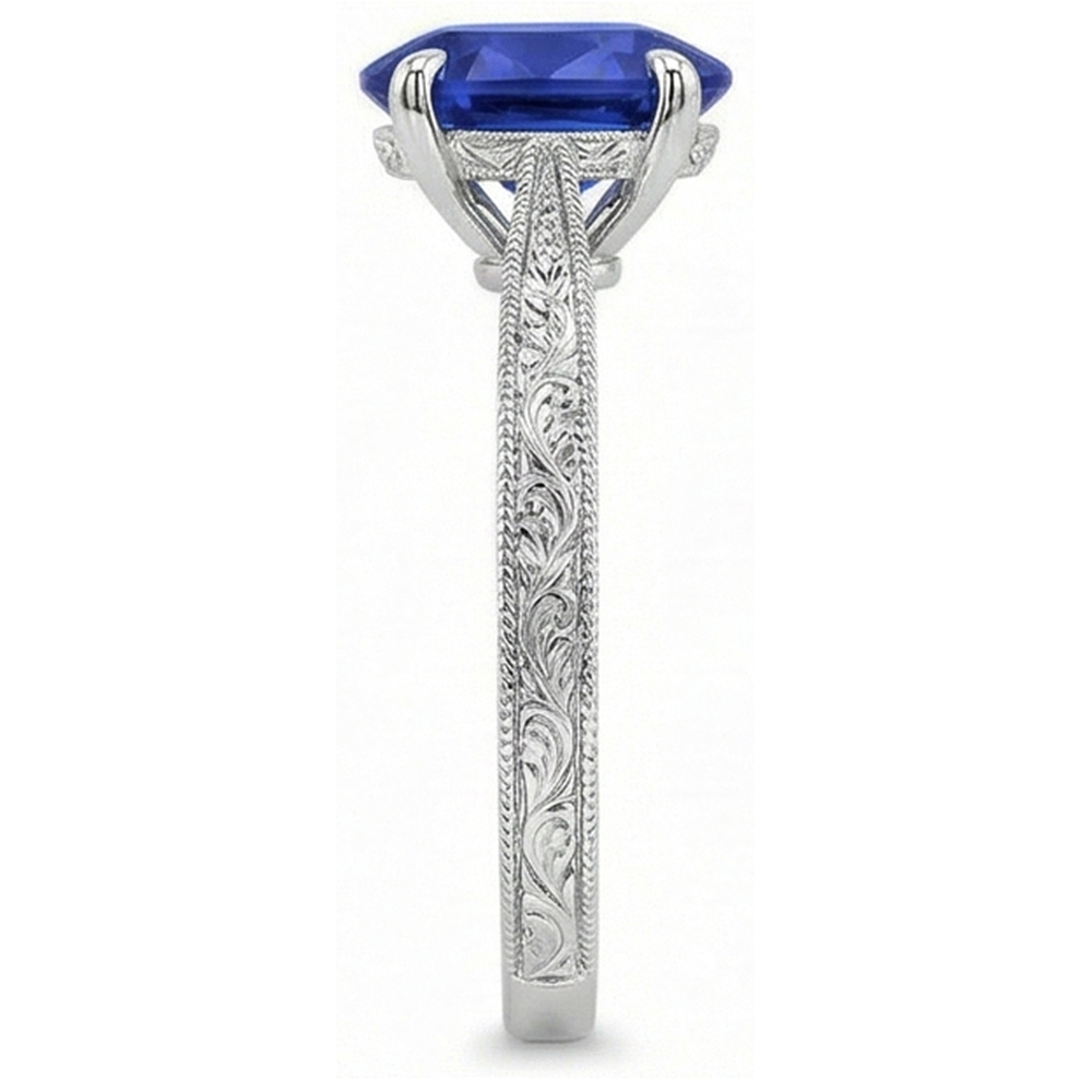 Solitärring in blauer Saphirfarbe