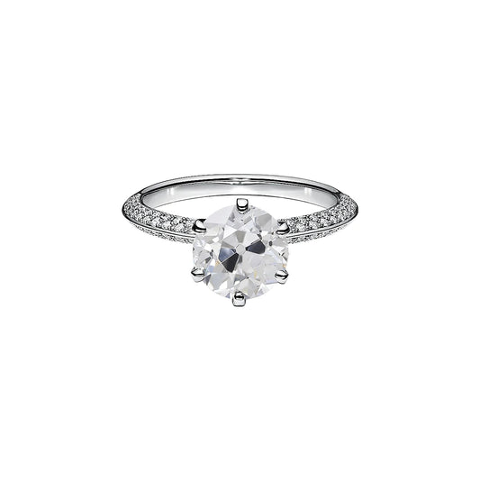 Solitärring mit Akzenten Altschliff Echt Diamanten 3,50 Karat