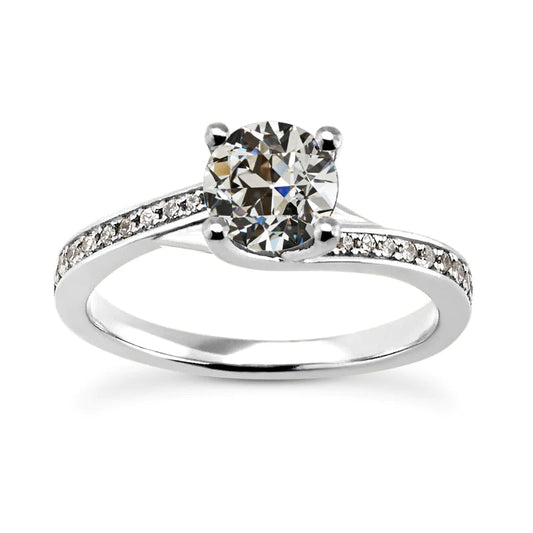 Solitärring mit Akzenten Altschliff Echt Diamantring Gold 3 Karat