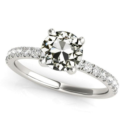 Solitärring mit Akzenten Old Mine Cut Echt Diamant 4 Karat Gold