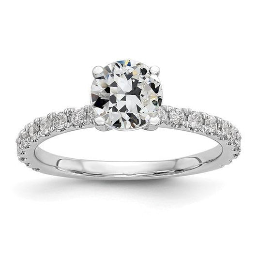 Solitärring mit Akzenten runder alter Bergmanns Echt diamant 3 Karat