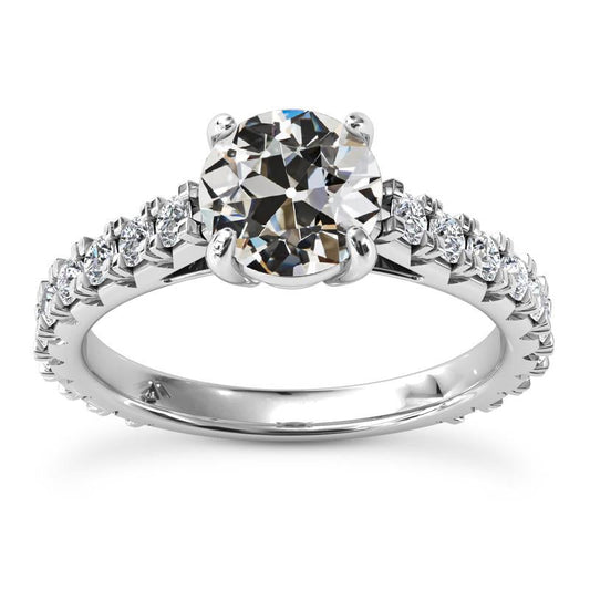 Solitärring mit Akzenten runder alter Bergmanns Echt diamant 6.50 Karat
