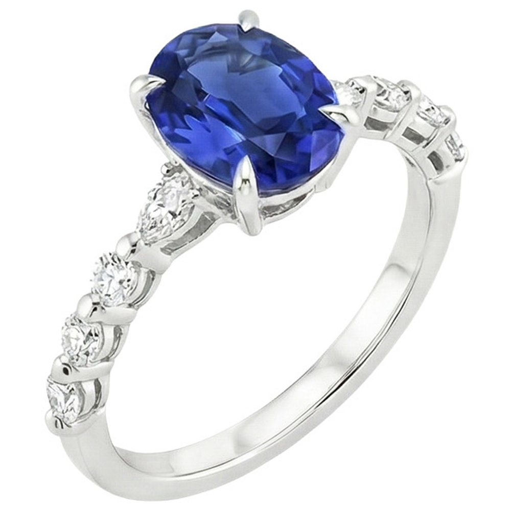 echter oval diamant 4Karat ring Seitenansicht