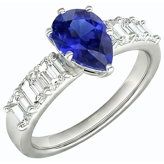echter pear diamant 2.50Karat ring Seitenansicht