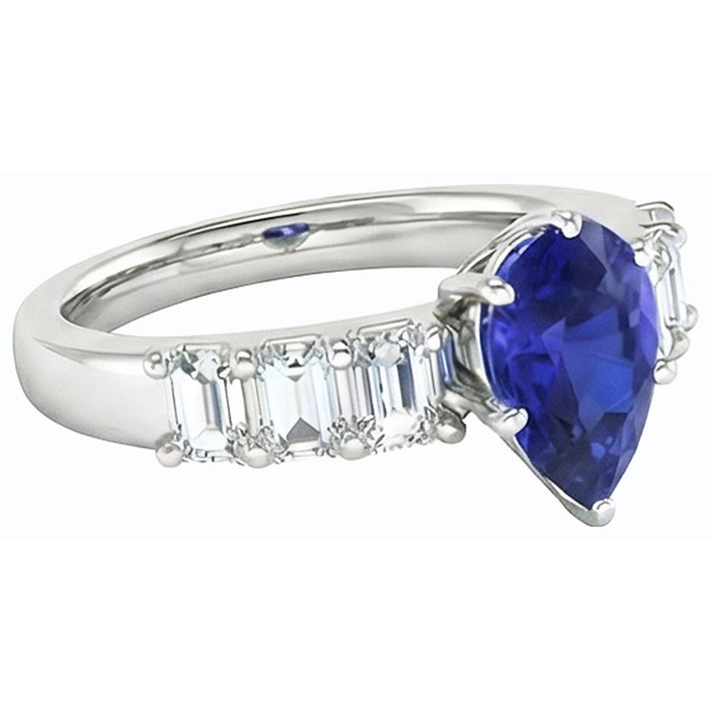 echter pear diamant 2.50Karat ring Profilansicht