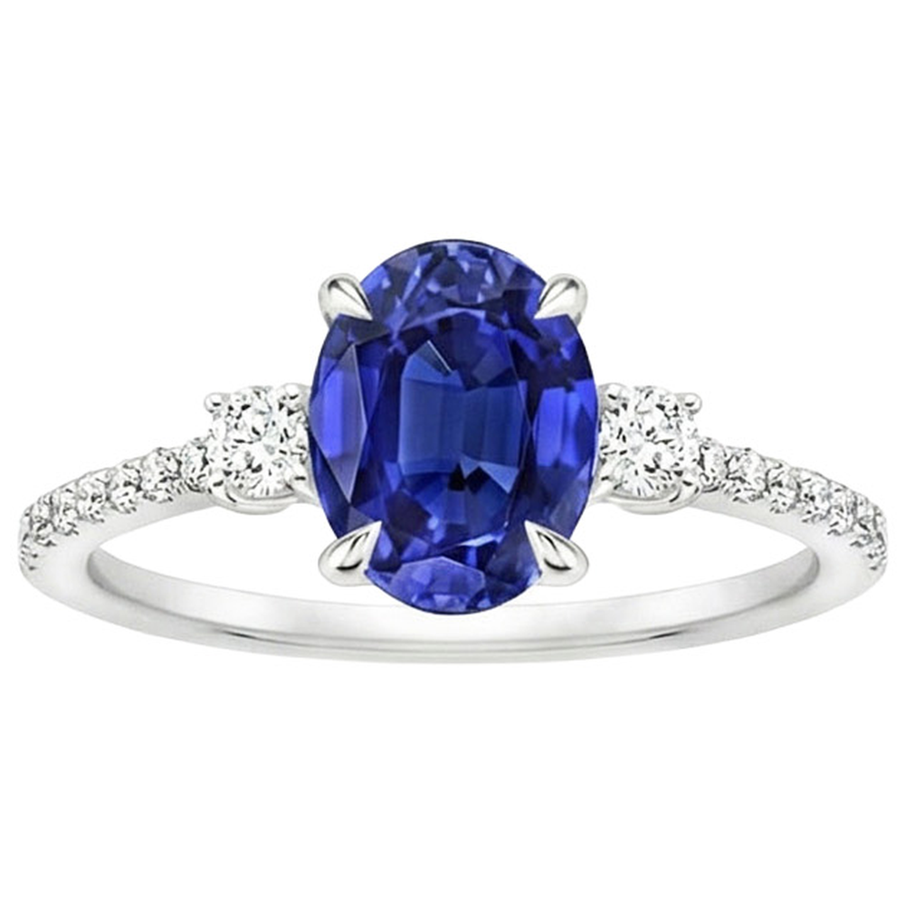 echter oval diamant 3.50Karat ring Draufsicht