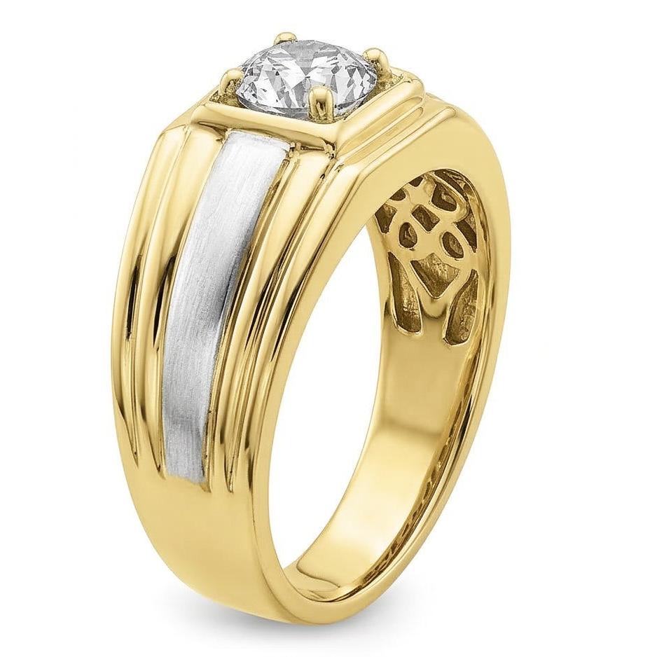 Solitärring runder Altschliff-Echt Natürlicher Diamant ( nicht im Labor gezüchtet )-Zinken-Lünette-Set 1 Karat zweifarbig