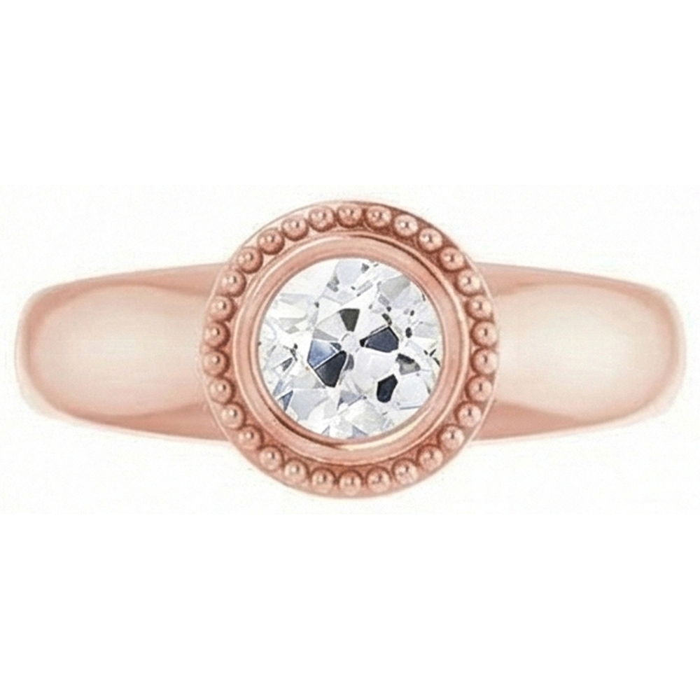 Solitärring runder alter Minenschliff Echt Natürlicher Diamant ( nicht im Labor gezüchtet ) 2 Karat Lünette Set Schmuck