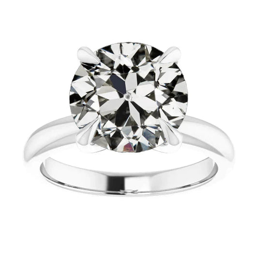 Solitärring runder alter Minenschliff Echt Diamant Damenschmuck 4.50 Karat